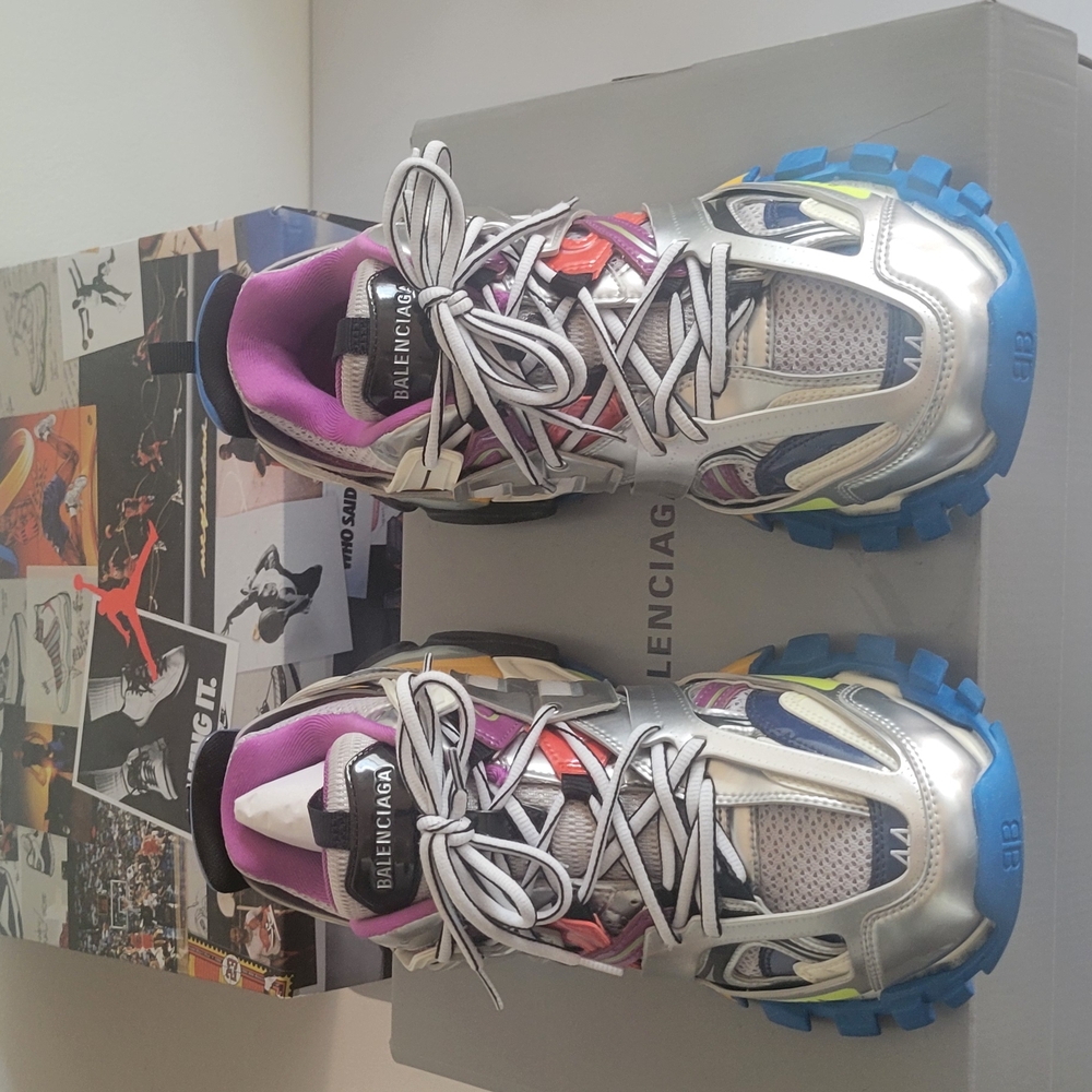 Balenciaga Silver and Purple Fashion Sneakers